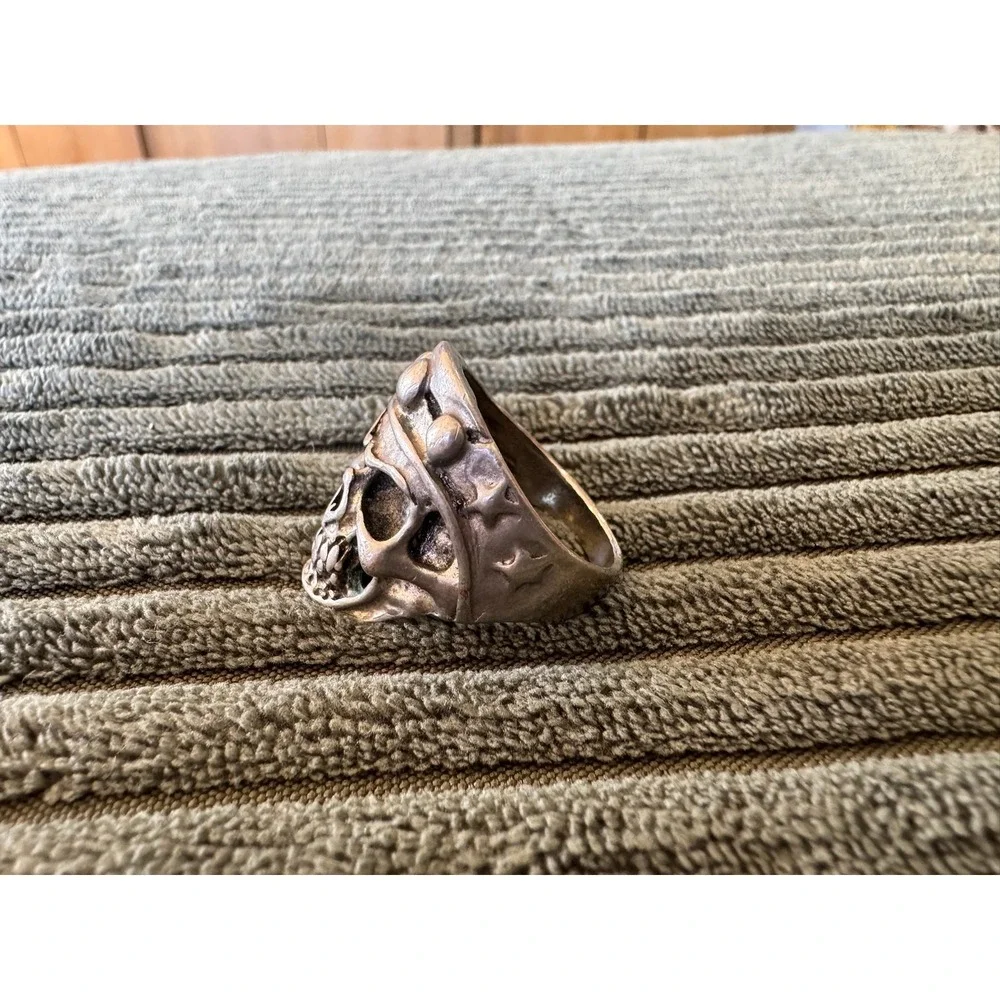 Mens‎ Skull Ring Silver Tone Crown Biker Statement Jewelry Accessory